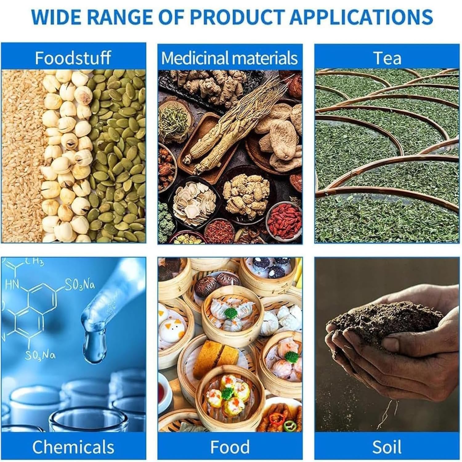 Analizzatore di umidità digitale, riscaldamento alogeno 40-199 °C, capacità 110 g, timer da 1 a 99 min, ideale per laboratori alimentari, cereali, farmaceutici, chimici, del suolo