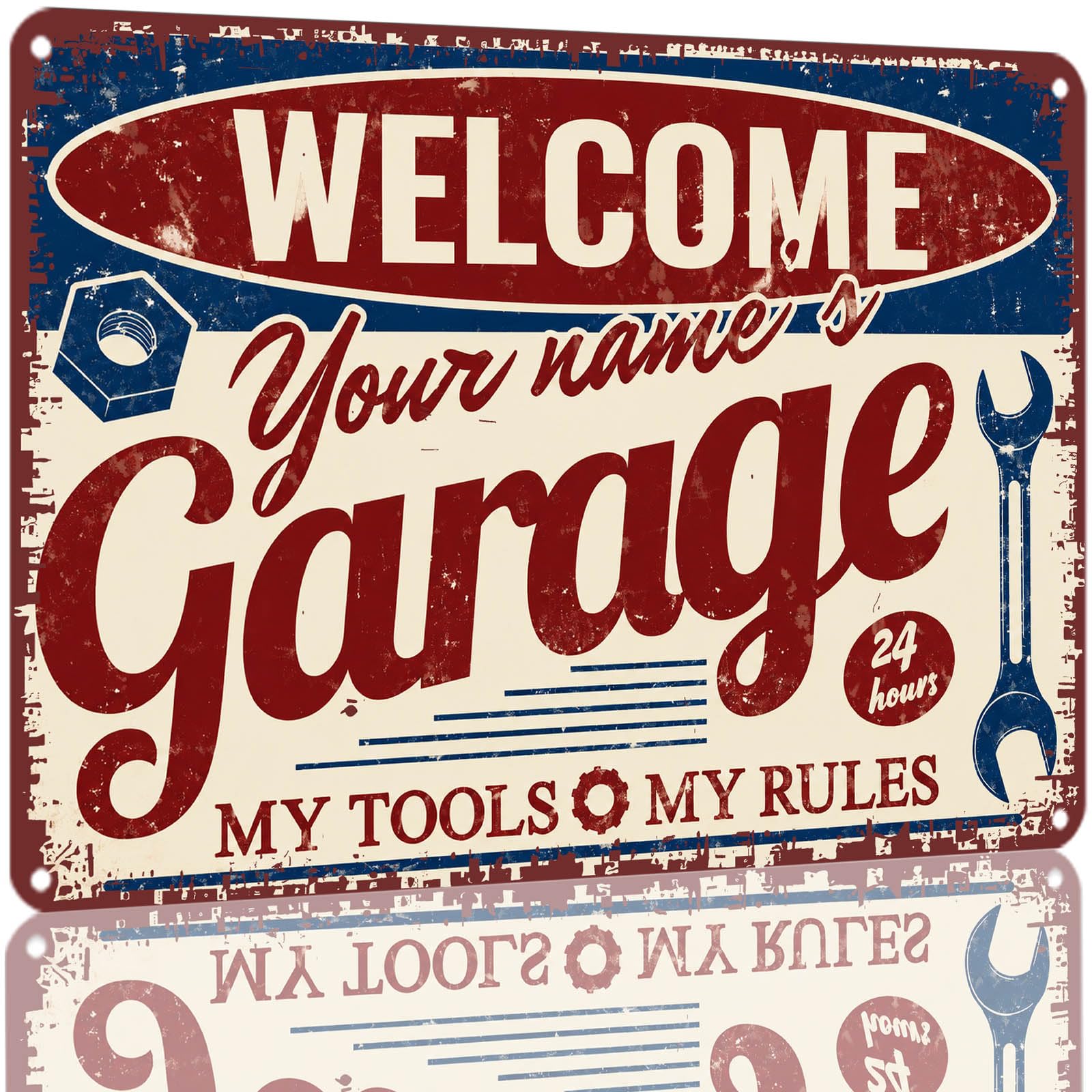 Kwqdozf As Pic Vintage 8X12 Inch Aluminum Metal Welcome Garage Sign Wall Decor 24 Hours My