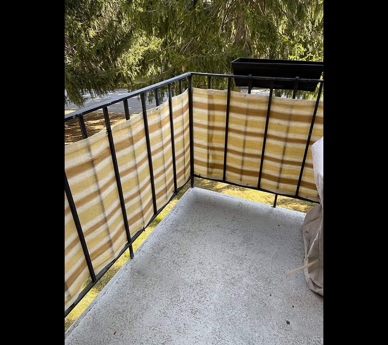 (Quantity 3 Pack) 32” Inches x 180" Inches (15 FT) Beige/Brown/Ivory Striped Outdoor Wind, Sun, Privacy Screen Mesh Net for Swimming Pool, Patio, Canopy, or Deck