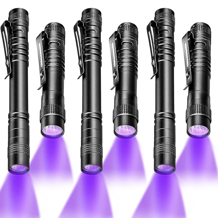 Buy 6 Pieces UV Black Light Flashlight Mini Blacklight Ultraviolet Pen