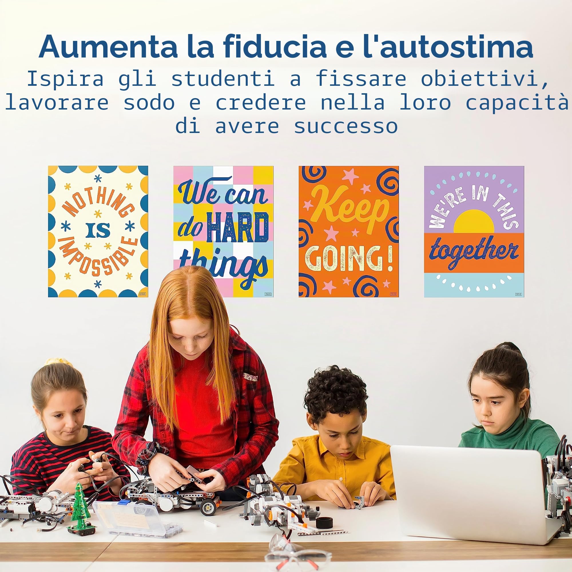 S&O - Set di 15 poster motivazionali per aule, poster per sala studio, grafici motivazionali per scuola superiore, stampe motivazionali per scuola, cartelli che aumentano la fiducia in ufficio