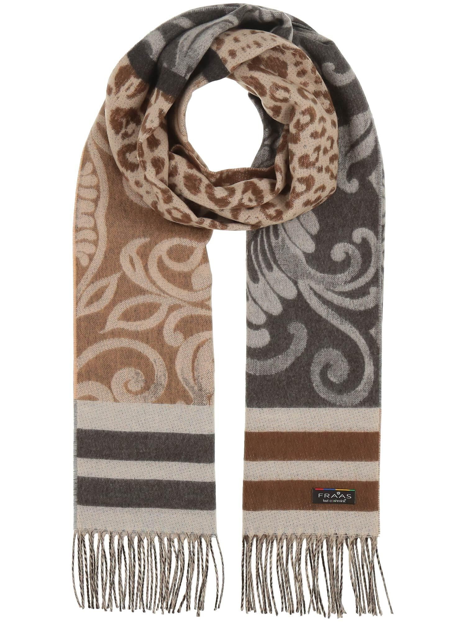FRAAS Cashmink Schal 44 x 200 cm - Weicher als Kaschmir - Made in Germany - Schal mit Muster-Mix für Damen - Perfekt für Herbst und Winter Grau