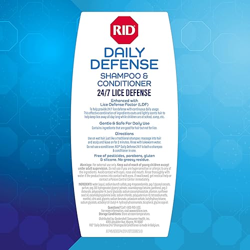 Miniatura 6 de RID Daily Defense Lice Shampoo & Conditioner, Used Daily Provides 24/7 Defense Against Head Lice, 100% Effective, 10.1 Ounce