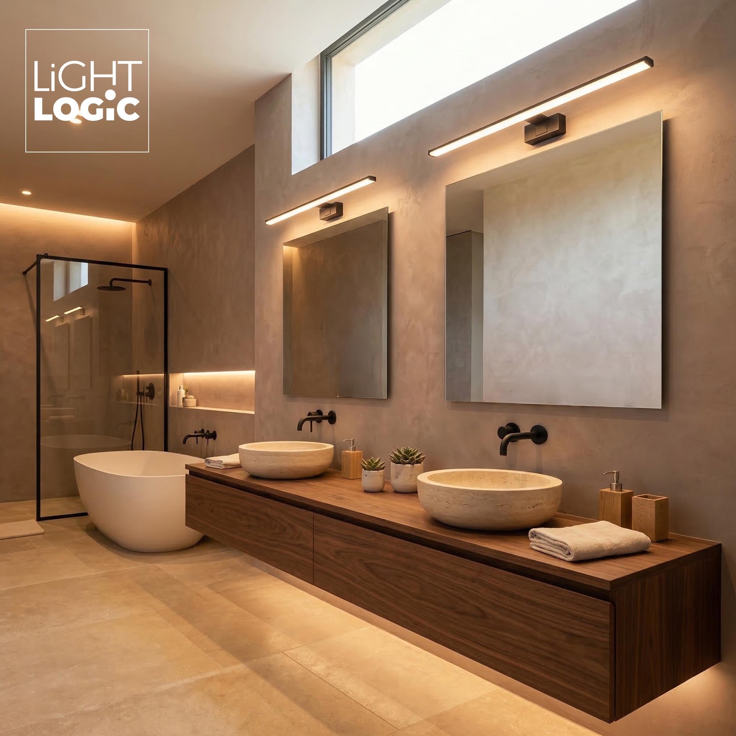 Lampa łazienkowa LL WALL LAMP 15W czarna kinkiet nad lustro 80cm IP44 LED