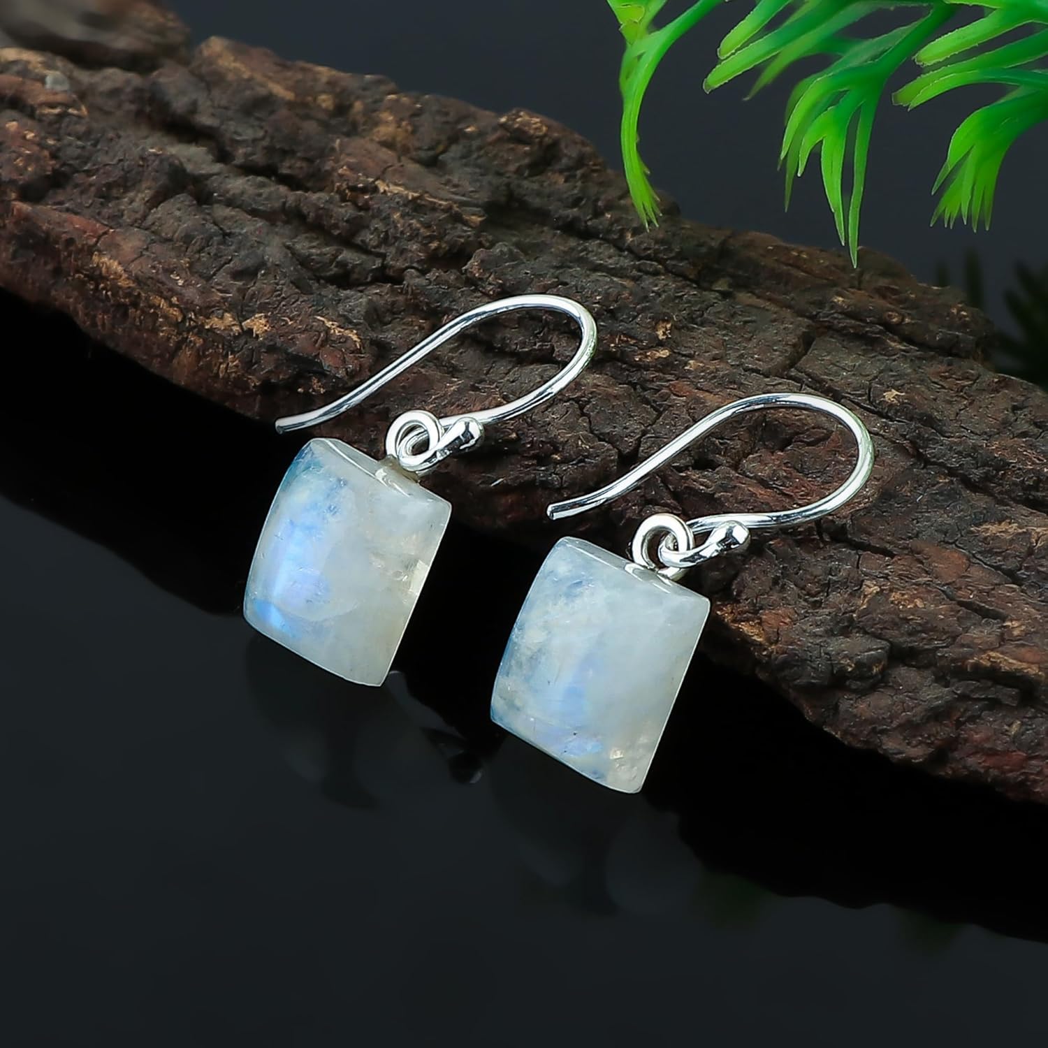 925 Sterling Silver Designer Earrings, Natural Rainbow Moonstone Gemstone Earrings, Chakra Healing Crystals, Handmade Dangling Jewelry, June Birthstone, Birthday Gift for Women - Image 3