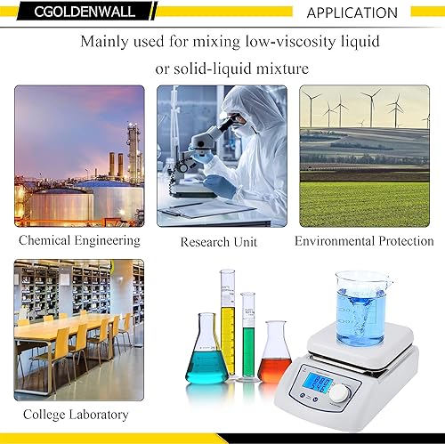 Miniatura 7 de CGOLDENWALL Lab Agitador Digital Agitador Magnético 5L (sin placa de calor)