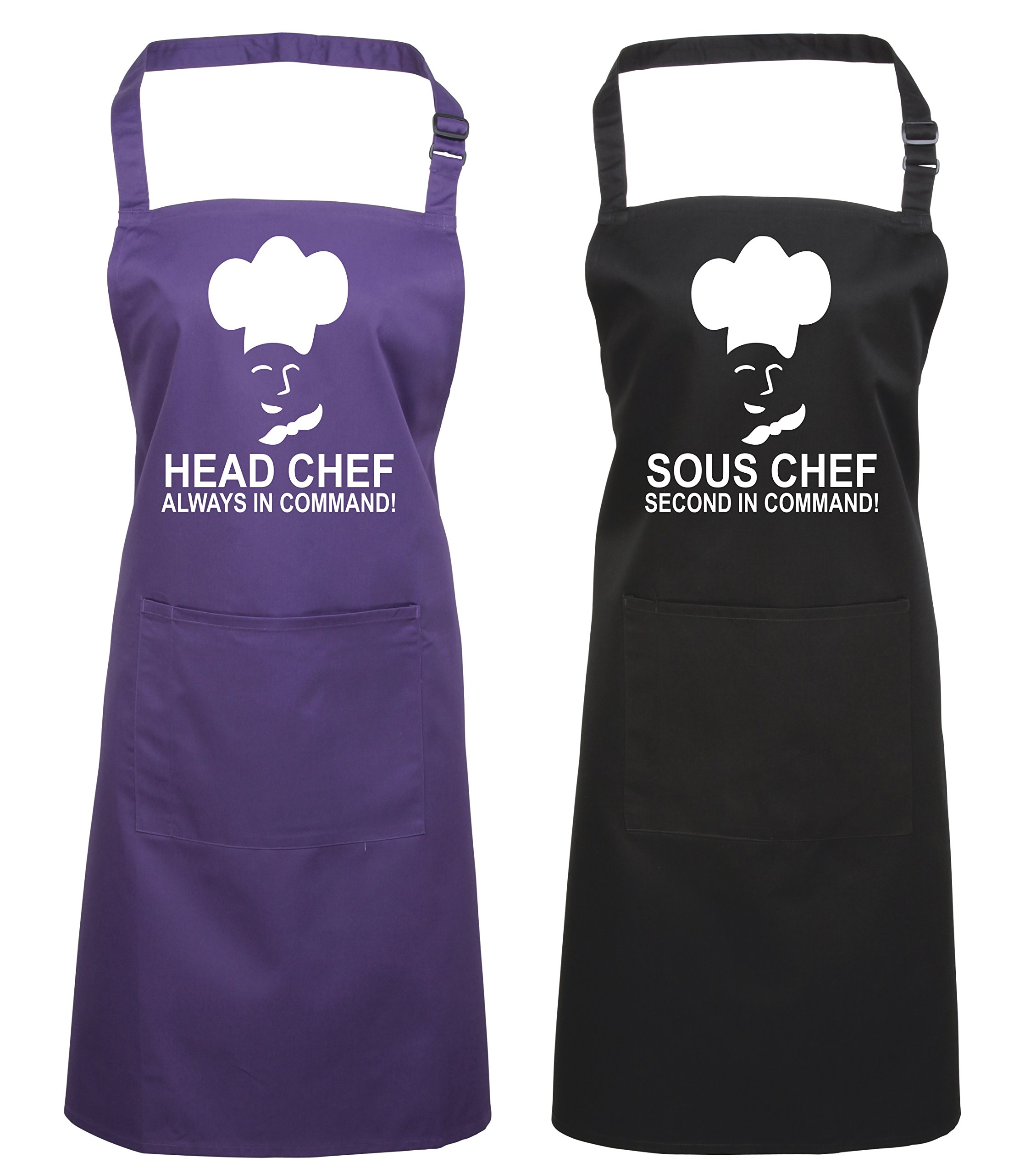 Edward Sinclair PURPLE HEADCHEF & | BLACK SOUS CHEF | Matching Apron | gift set