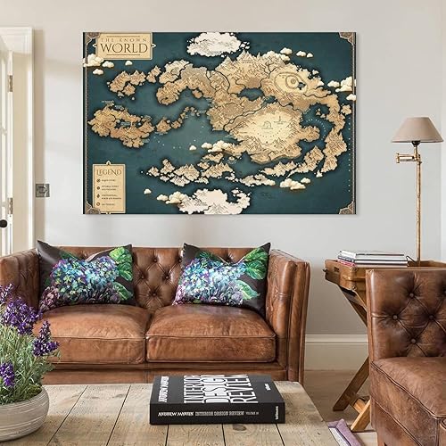 Miniatura 5 de DOJANA Póster retro de mapa del mundo de Avatar decorativo en lienzo para pared, póster para sala de estar, dormitorio, 12 x 18 pulgadas (11.8 x