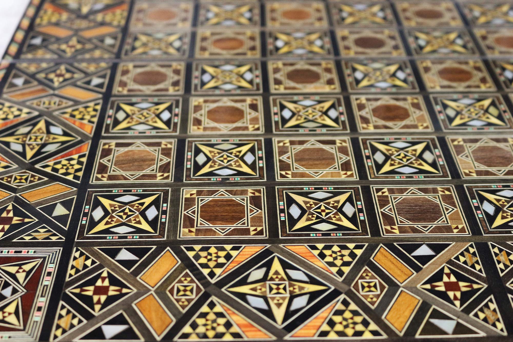 Elessar 50 x 50 cm Backgammon in Legno Tavla / Gioco di scacchi/DAMA, Tavla, Artigianato Originale intarsiato a mano, Tavola BK 50 con 30 pietre di Backgammon in legno