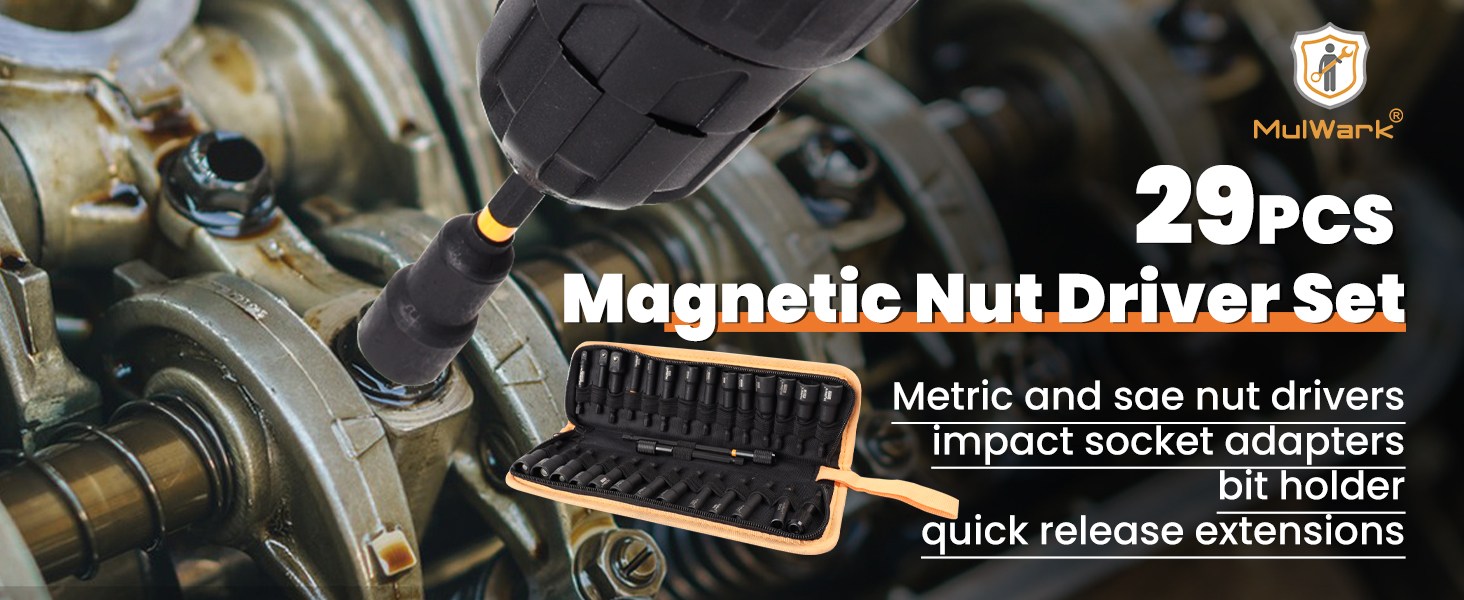 Amazon.com: MulWark 29 Piece Magnetic Nut Driver Set, Impact drill