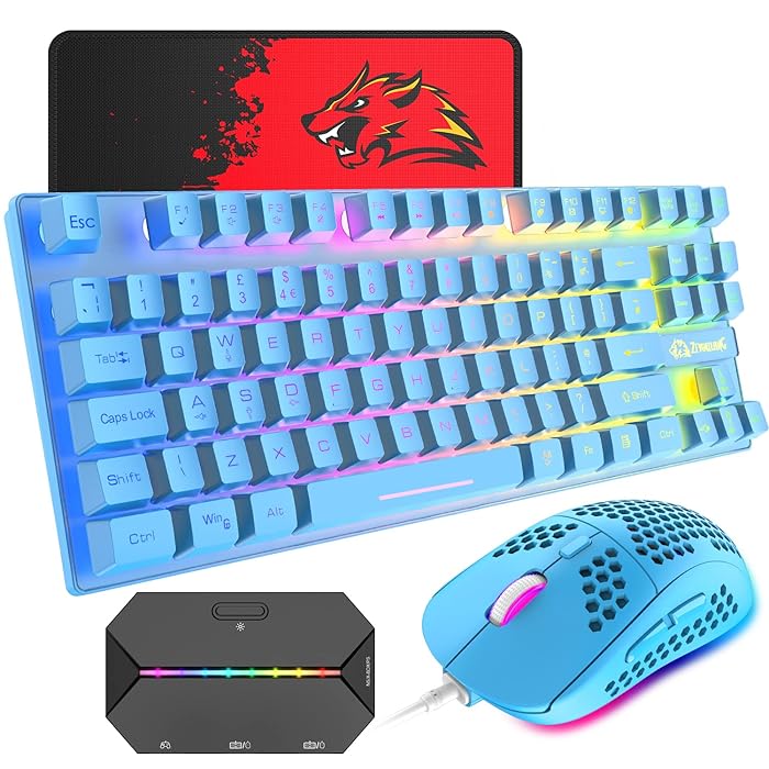 Buy Gaming Keyboard and Mouse Combo,88 Keys Compact Rainbow Backlit