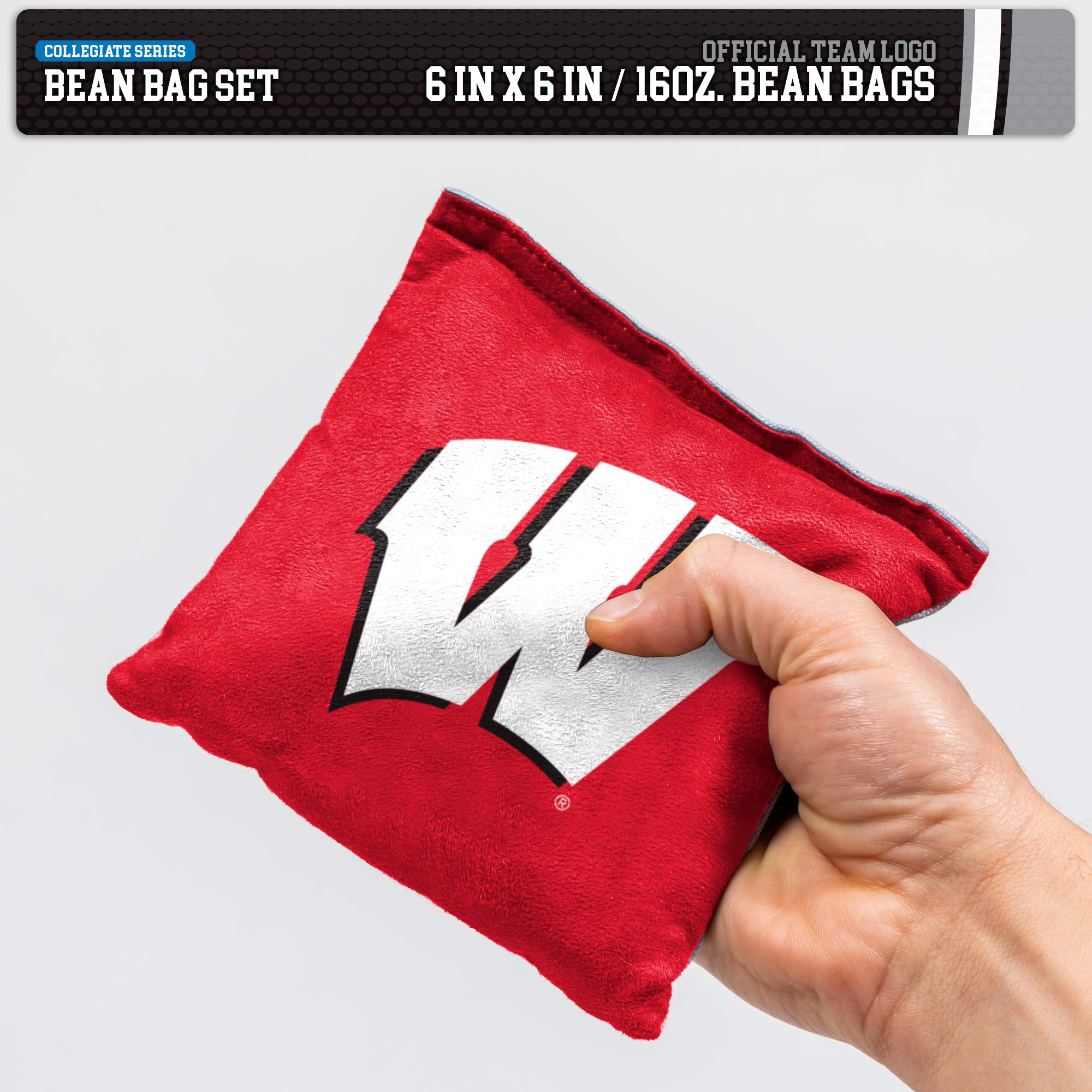 Wild Sports NCAA Wisconsin Badgers 8pk Dual Sided Bean Bags, Team Color - Image 4
