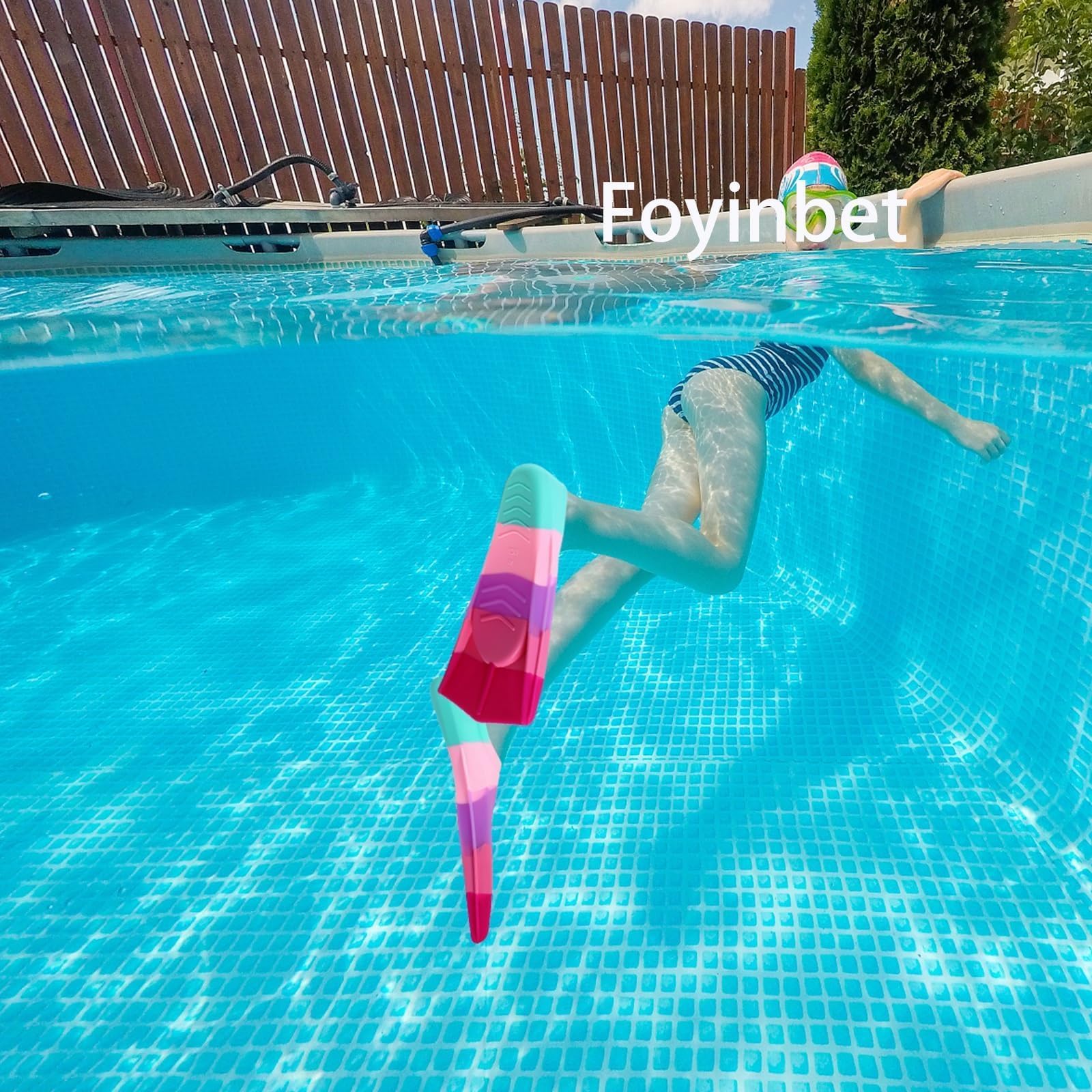 Foyinbet Kids Swim Fins,Short Kids Fins Youth Swimming Flippers for Lap Swimming Training for Children Girls Boys Beginners: Green / Dark Red / Pink / Light Purple XS ( US Kids 12-1 )