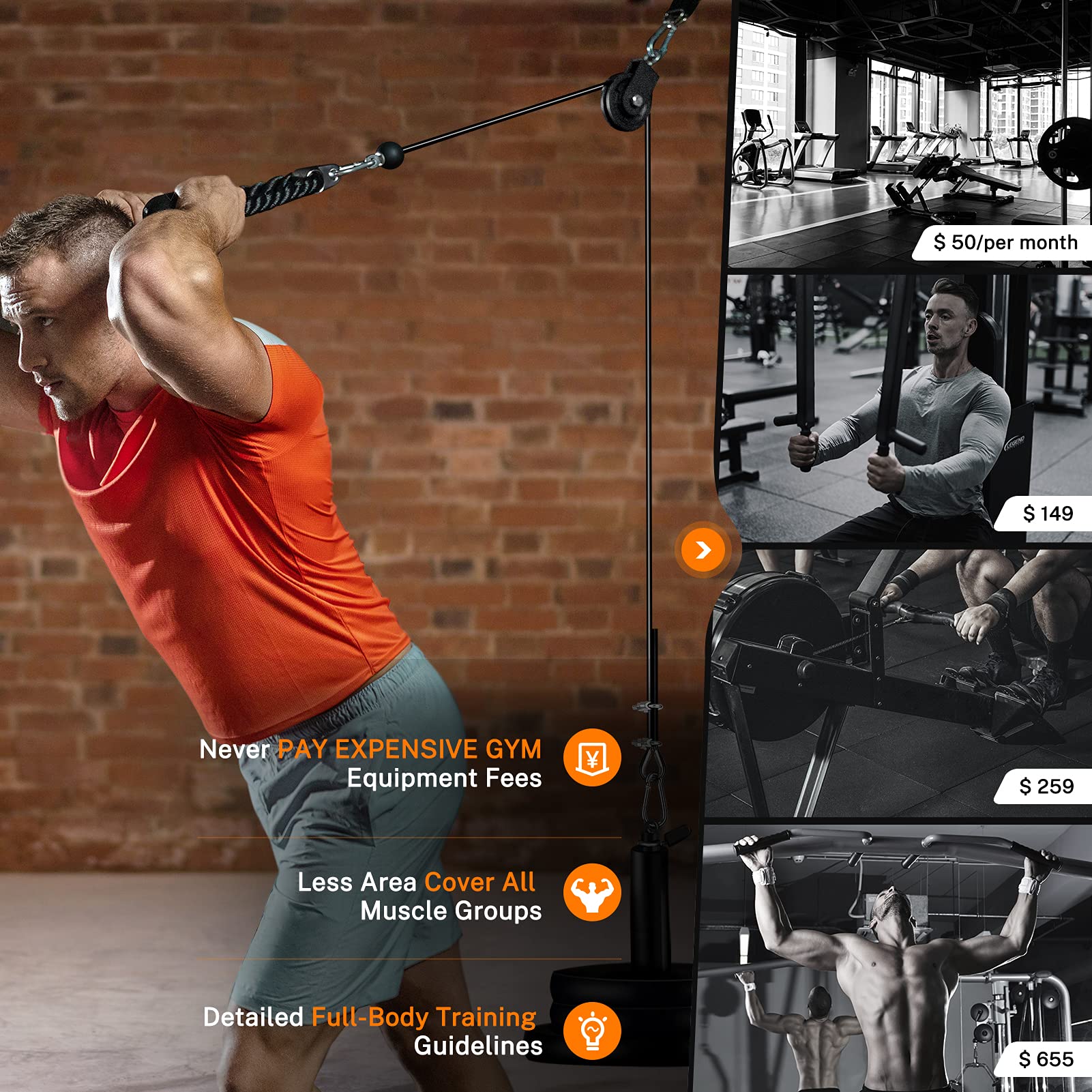 Gonex Pulley System Fitness Upgraded DIY Home Gym 2 Pulleys Cable