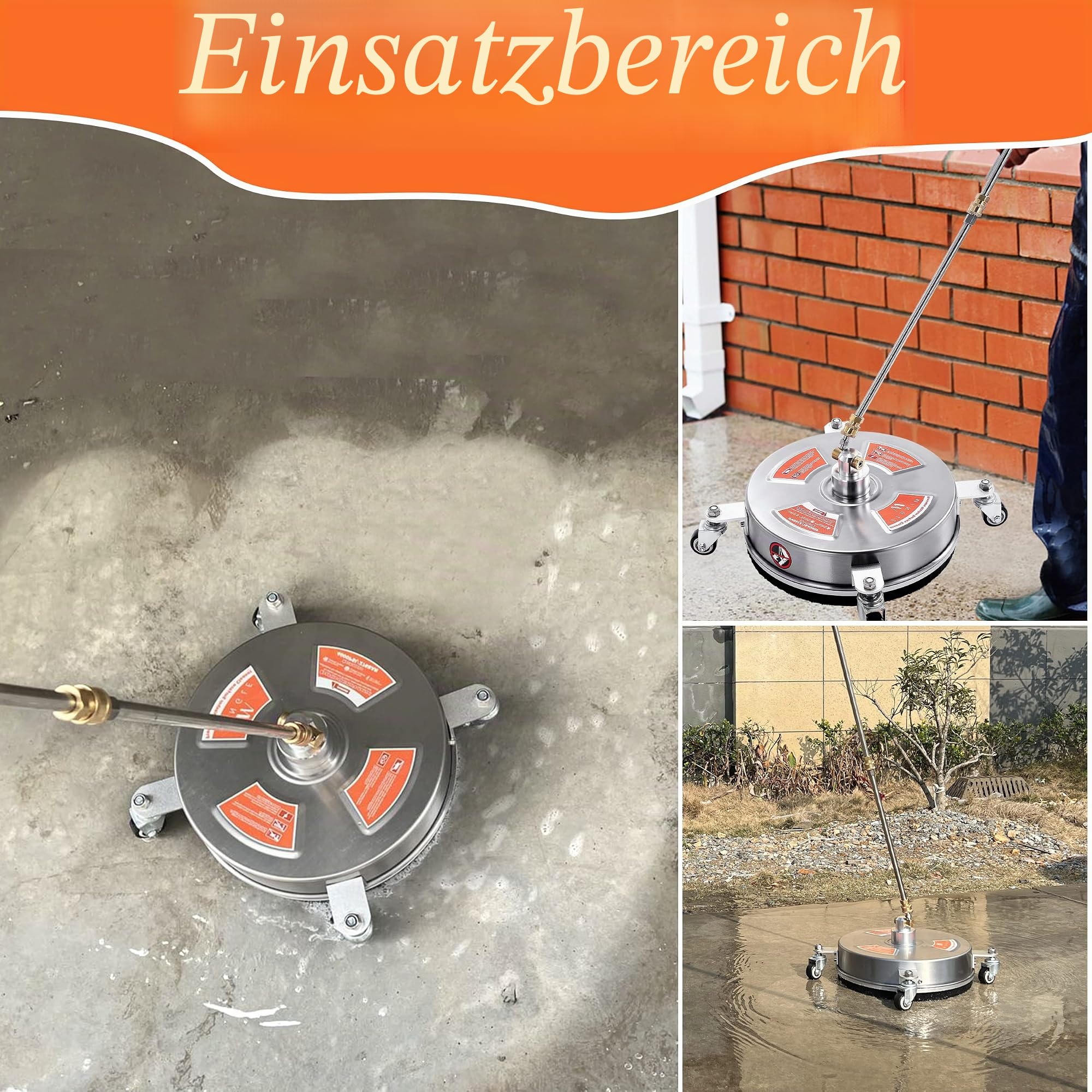 M MINGLE Flächenreiniger 36cm für Hochdruckreiniger, 1/4" Kupplung, 276 bar