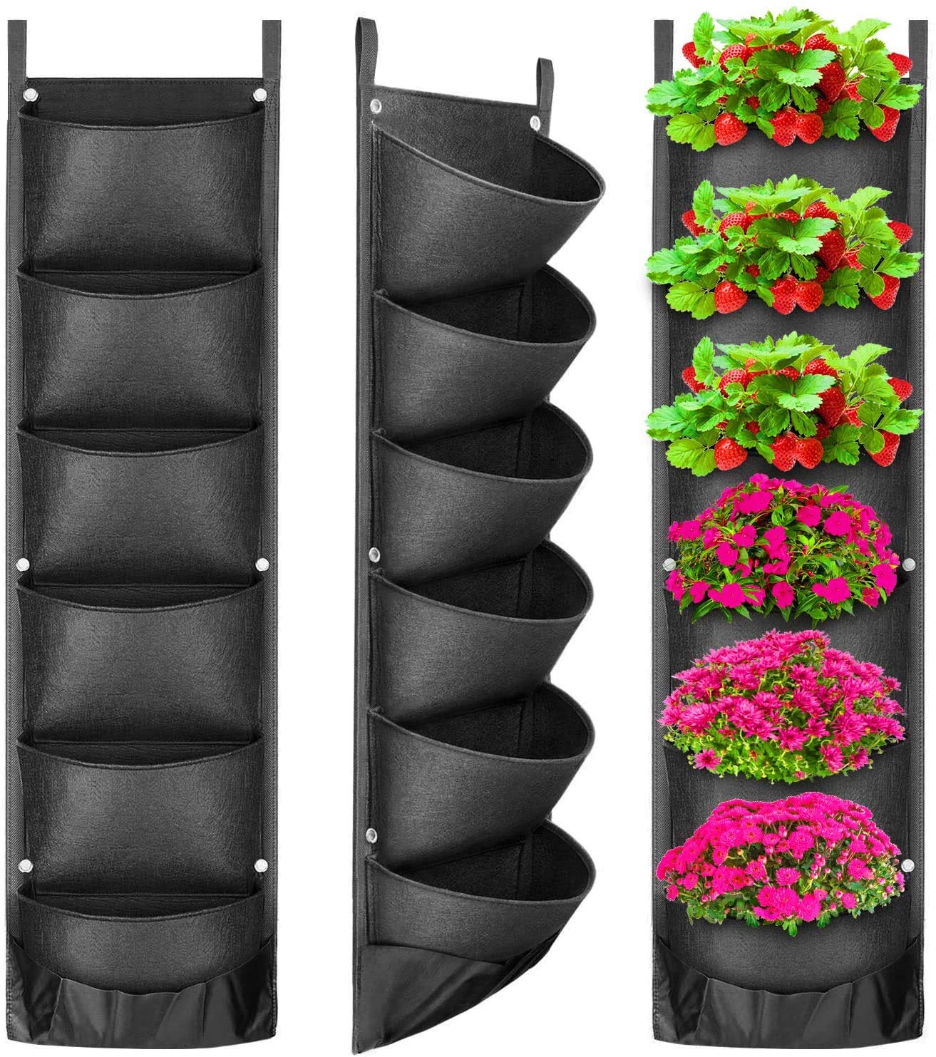 ProLeo 6 Pcs Vertical Plant Bags Felt Garden Expanded Deep Bags for Balcony Garden Patio Office Home Decoration