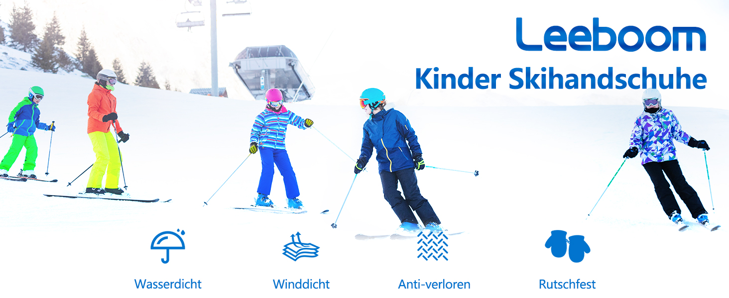 Leeboom Skihandschuhe Kinder – Wasserdichte Winterhandschuhe Mit 3M-Futter Für 3-13 Jahre, Ideal Für Snowboard & Co.