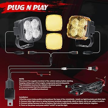 LED Ditch Lights for 2007-2017 Wrangler JK JKU 6500K White|IP67 Waterproof