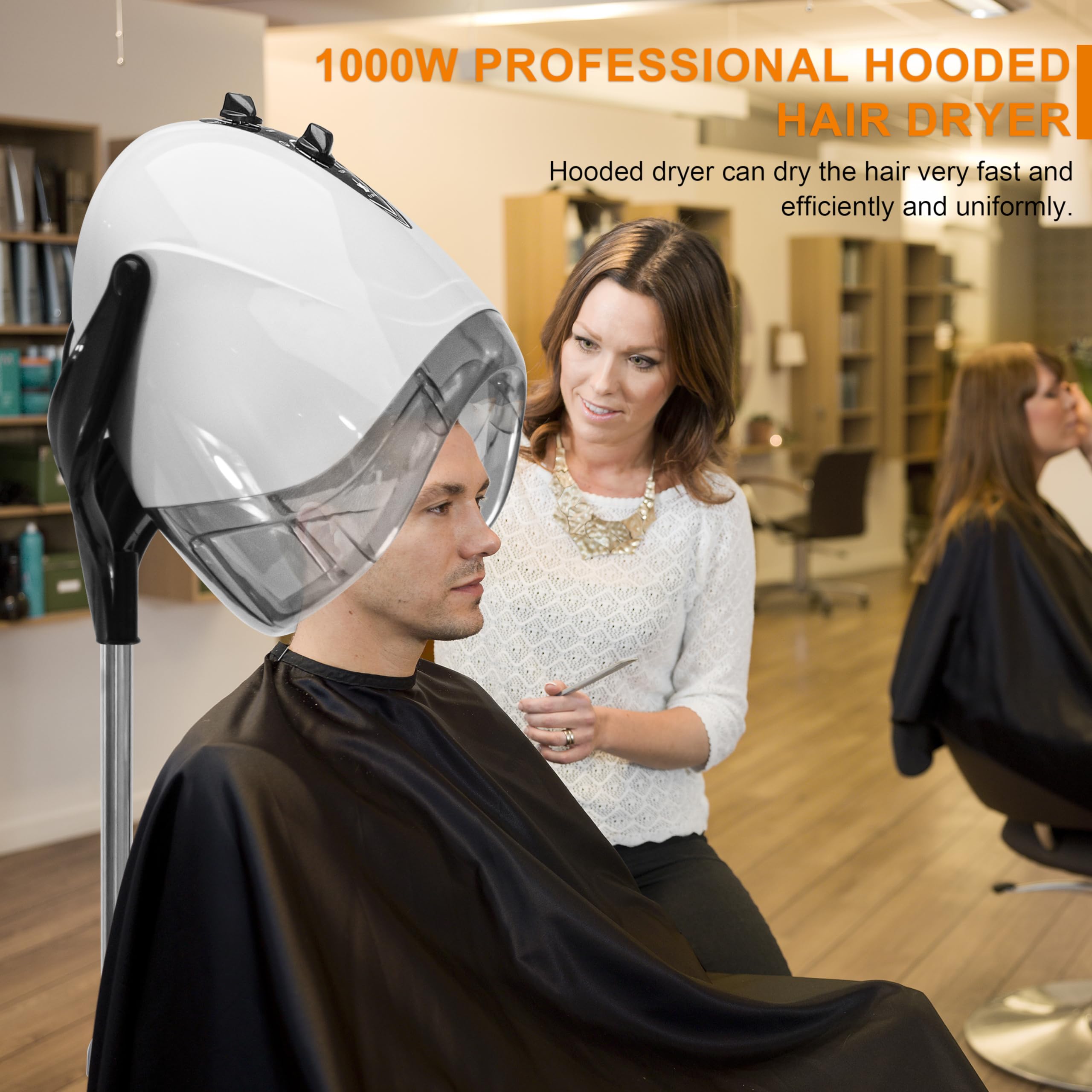 Elitzia Ionic 1000W Professional Hooded Hair Dryer Salon Standard Hair Drying Machine with Two Speed and Heat Settin Efficient Uniform Drying Heating Device for Home and Salon ET194 White