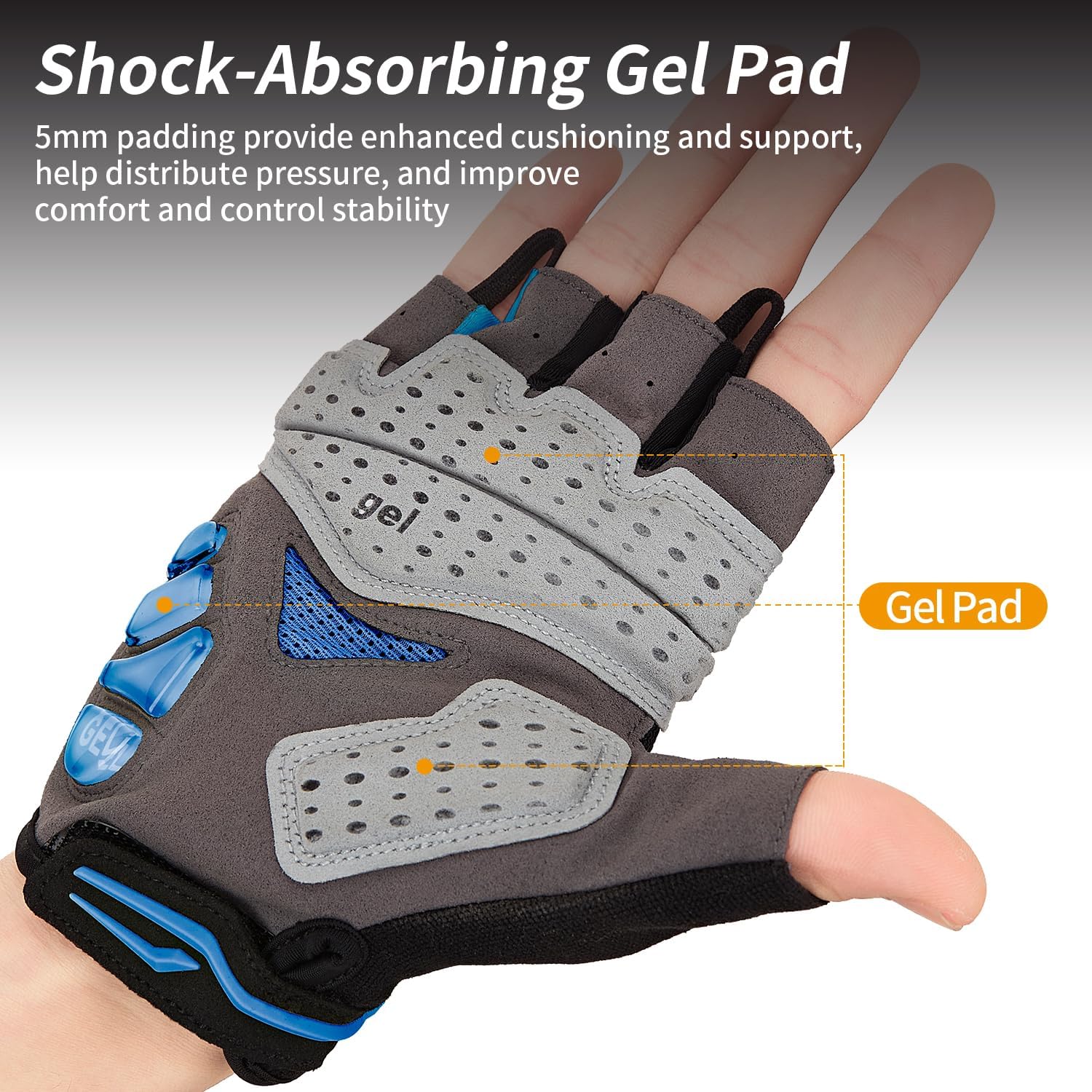 Souke Sports Mens Cycling Gloves with Gel Pads Half Finger Bike Gloves Lightweight Anti-Slip Shock-Absorbing for MTB Road Biking - Image 2