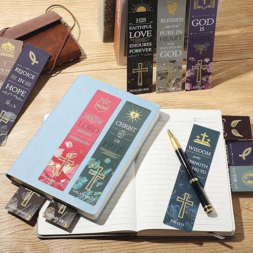Miniatura 7 de 60 marcadores de versículos bíblicos con crucifijo de escrituras cristianas, marcador de libros de oración religiosa, marcadores de citas