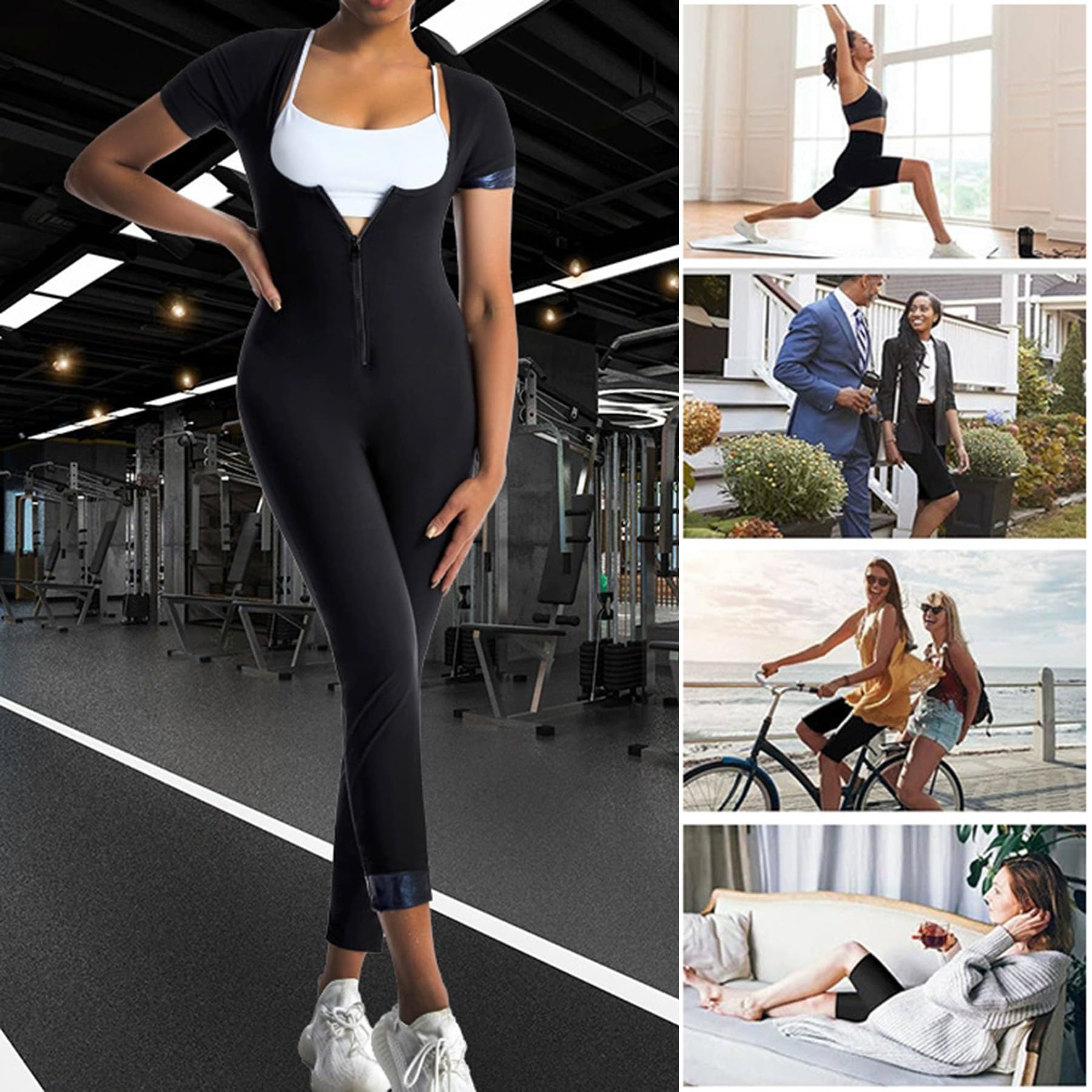 Vêtements De Sudation Femme, Body pour Femmes, Gilet De Sudation 3 en 1 Entraîneur De Taille pour Femme, Combinaison Sudation Femme Amincissant Sportswear Fitness Body Shaper