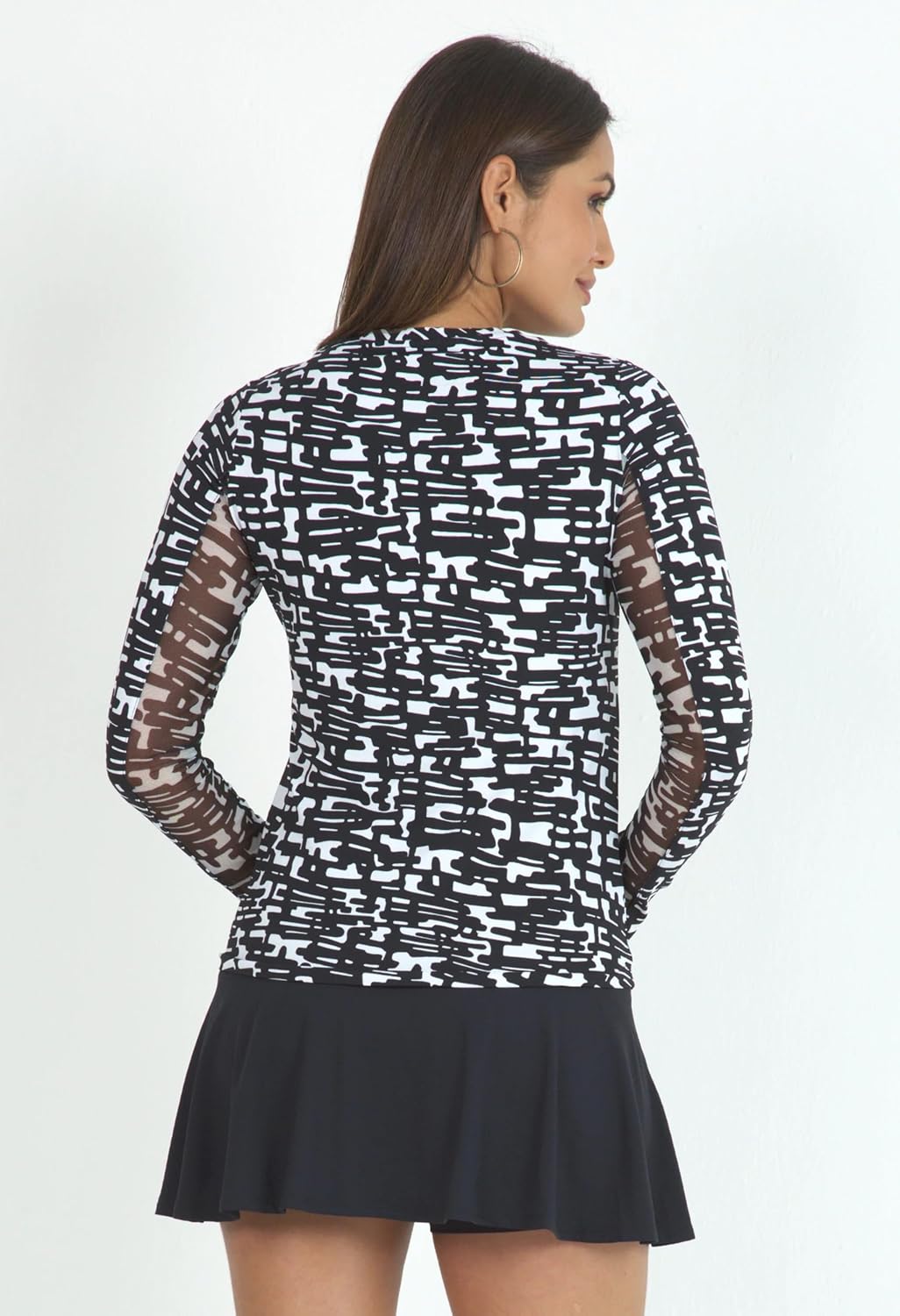 IBKUL Athleisure Wear Sun Protective UPF 50+ Icefil Cooling Juno Print Long Sleeve Crew Neck – 12759 Orange Peel/White Juno XL