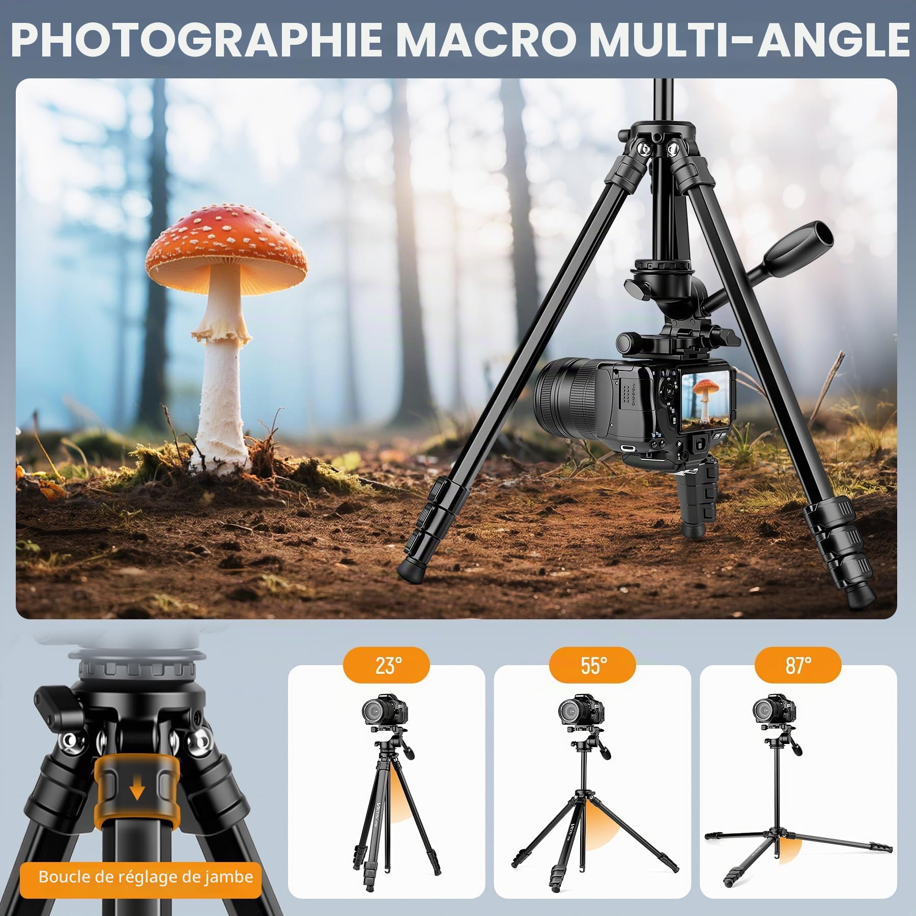 Victiv Trépied Appareil Photo Professionnel, 170cm Trépied Caméra Aluminium