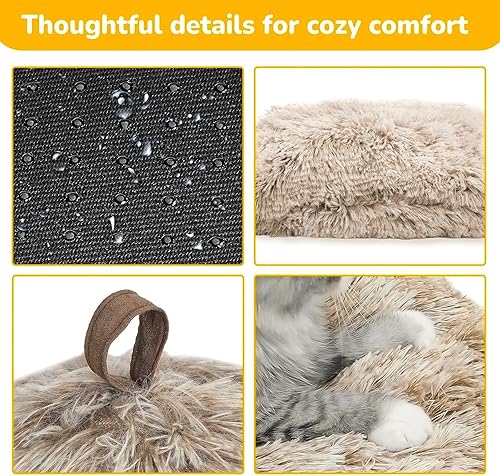 Miniatura 5 de CATISM Cama para gatos, cueva para gatos de interior, cúpula suave para gatos, autocalentable 2 en 1, casa plegable para gatos con almohada