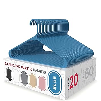 Sharpty Plastic Hangers Clothing Hangers Ideal for Everyday Standard Use (Blue, 20)