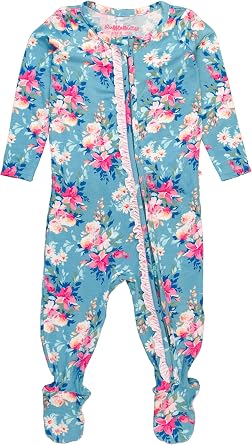 RuffleButts Baby Girls SoftSnoozea - Ruffle Footie Pajamas