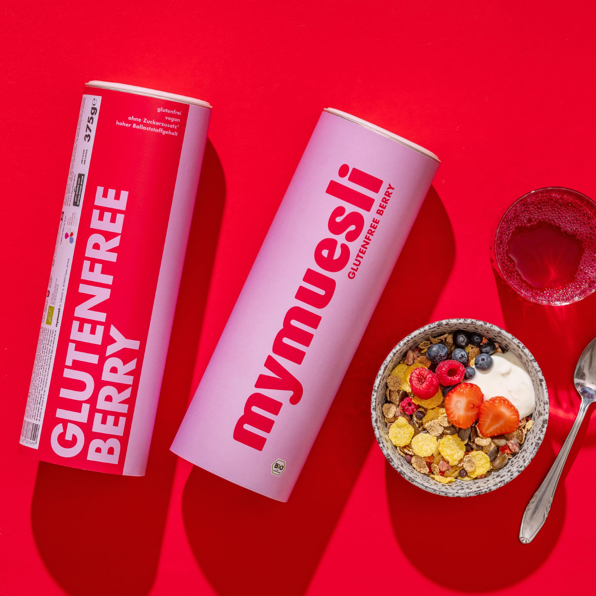 mymuesli Muesli BIO sans gluten (2x 375g) - 1x Muesli aux baies fruité & 1x Muesli au chocolat avec 5 ingrédients chocolatés - 100% sans gluten - Pour les personnes intolérantes au gluten
