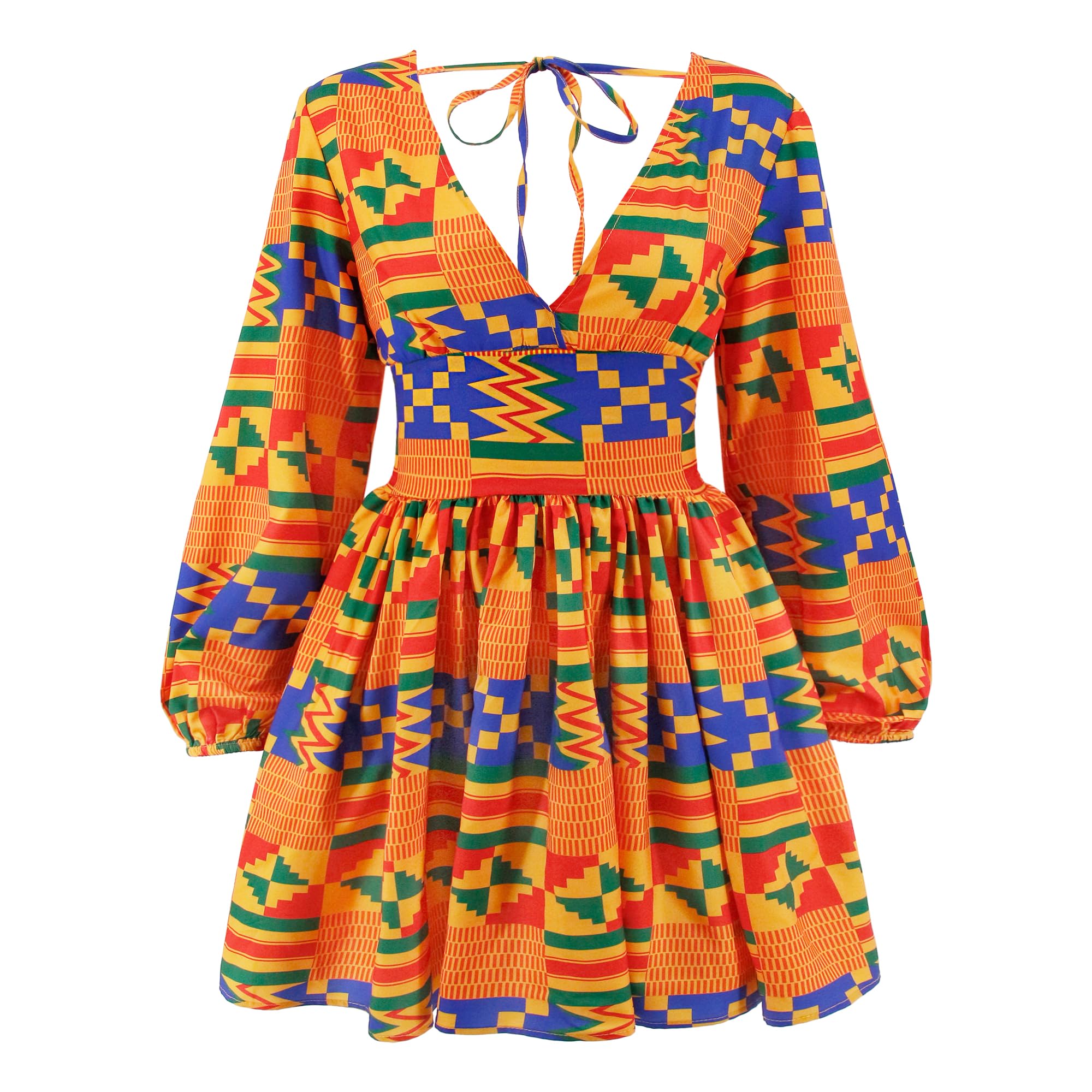 African Dashiki Printing Dress Long Sleeve Midi Fit Foraml A Line Swing Dresses