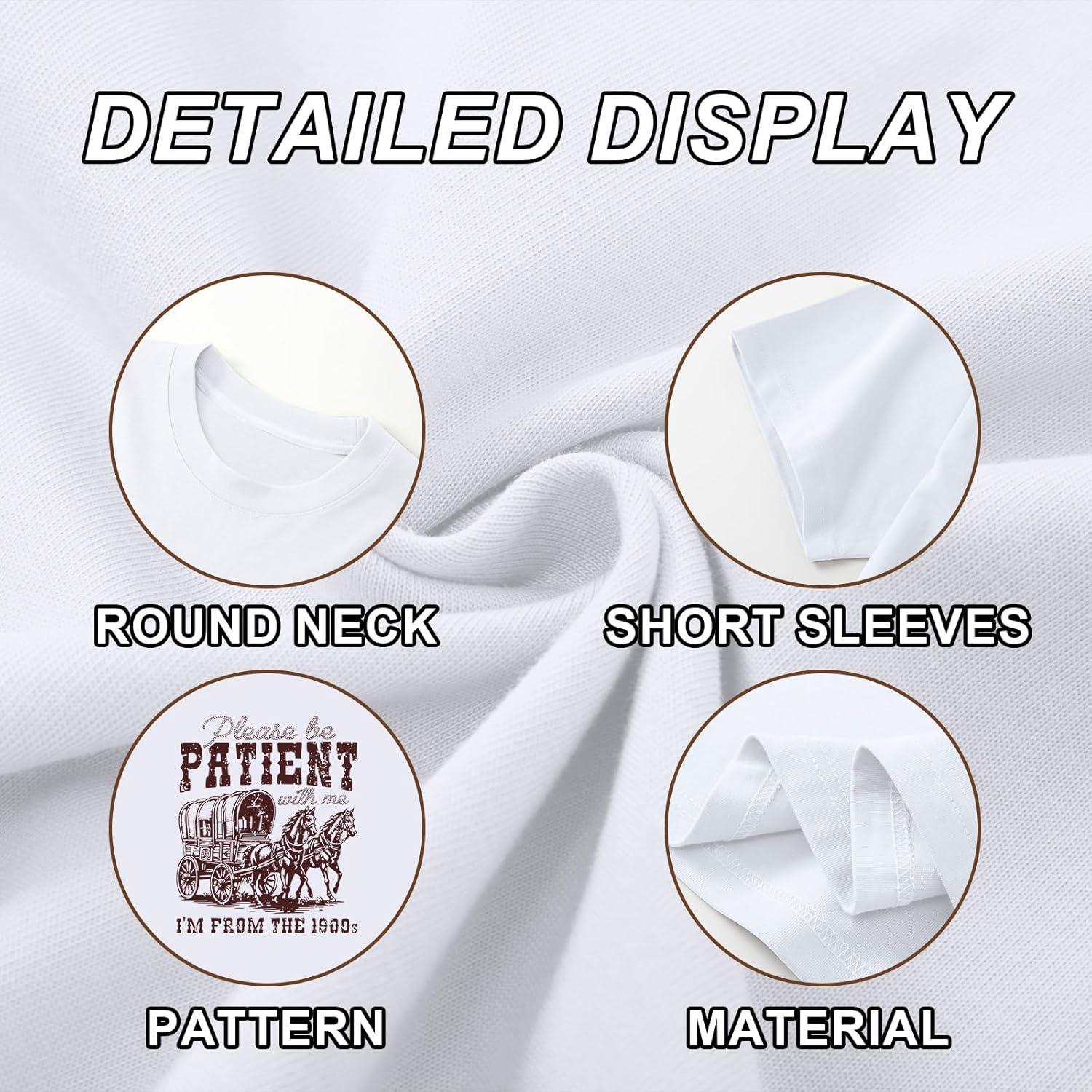 Please Be Patient with Me I'm from The 1900s Shirt Women Funny Tshirts Vintage Graphic Tees 90s Country Shirts Tops - Image 6