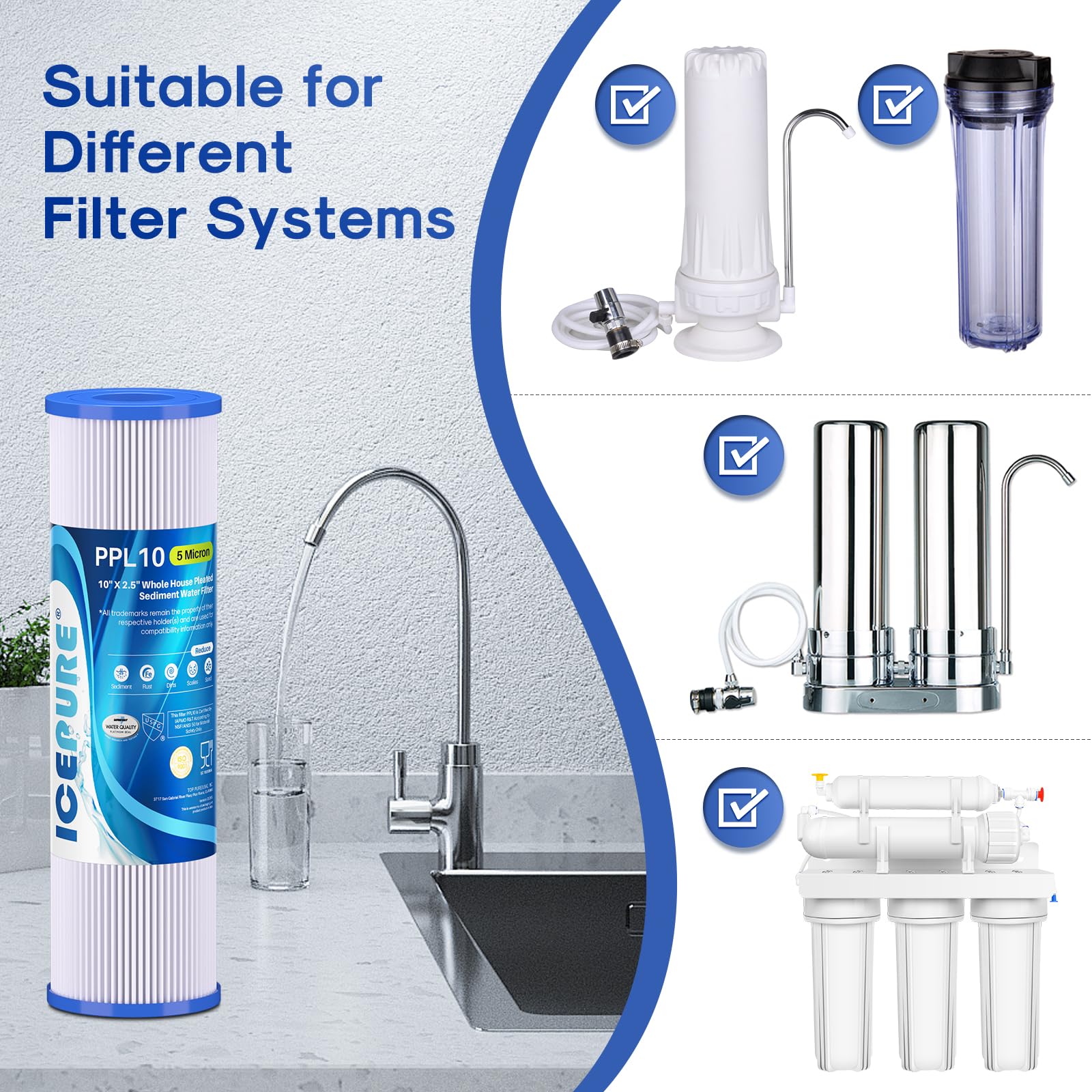 10 x 2 5 Pleated Sediment Water Filter Cartridge Replacement Any 10 inch RO Unit Compatible with R50 — view 8