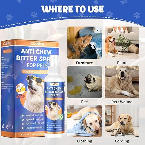 Miniatura 4 de 2 unidades de spray de manzana amarga para perros para dejar de masticar, sin masticar en aerosol para perros y gatos, protege muebles, zapatos,