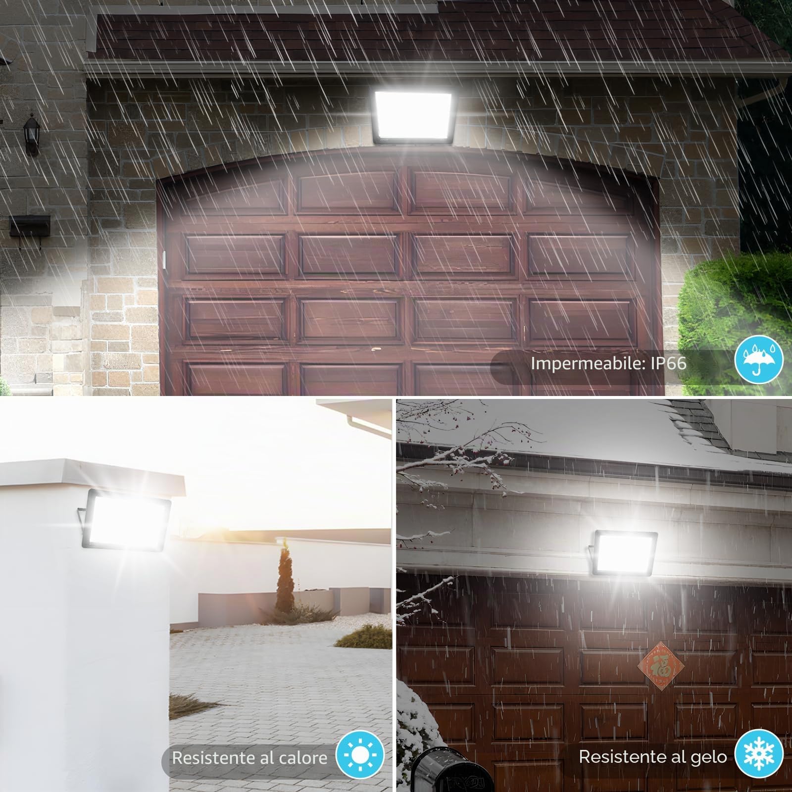 Riflettore LED per esterni 200W: 20000LM 6000K IP66 faretti da esterno | Faretto guidata da Esterno per giardini, patii, garage, risparmio energetico