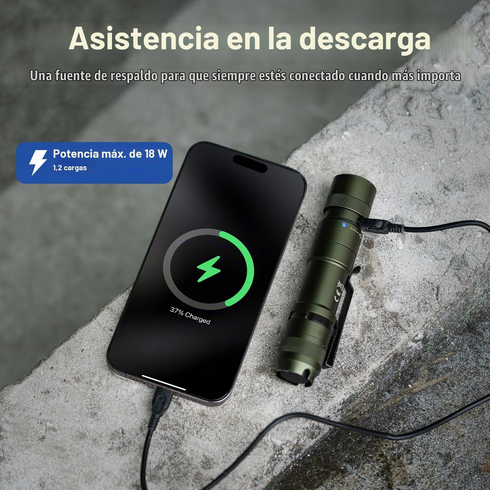WUBEN L3 Linterna LED Recargable, Linterna Tactica 3000LM Alta Potencia, Doble vía de carga USB C Linterna de Mano Con 7 Modos IP68 Impermeable Para Camping, Senderismo, y Montañismo