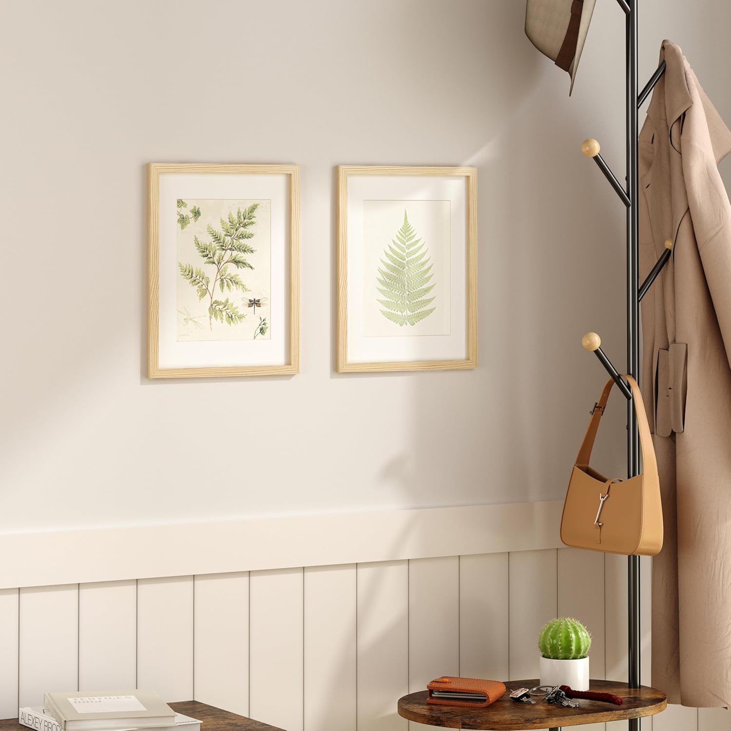 KINLINK 11x14 Picture Frame Set of 6, Wooden 14x11 Photo Frames with Plexiglass for 8x10 Picture with Mat or 11x14 Without Mat, Collage for Wall Gallery and Tabletop Display, 11 x 14 Frame Wood Grain