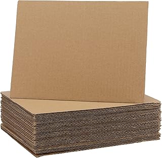 HOZEON 70 Pack 8.5 x 11 Inch Brown Corrugated Cardboard Sheets, 3mm Thic...