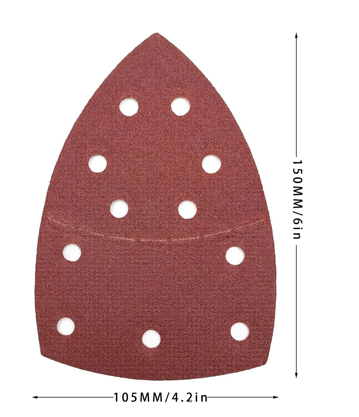 105 * 150 * 150MM 11 Holes Mouse Triangular Detail Sandpaper Kit Grit 80-120 Hook and Loop Sander Pads Abrasive Sanding Paper