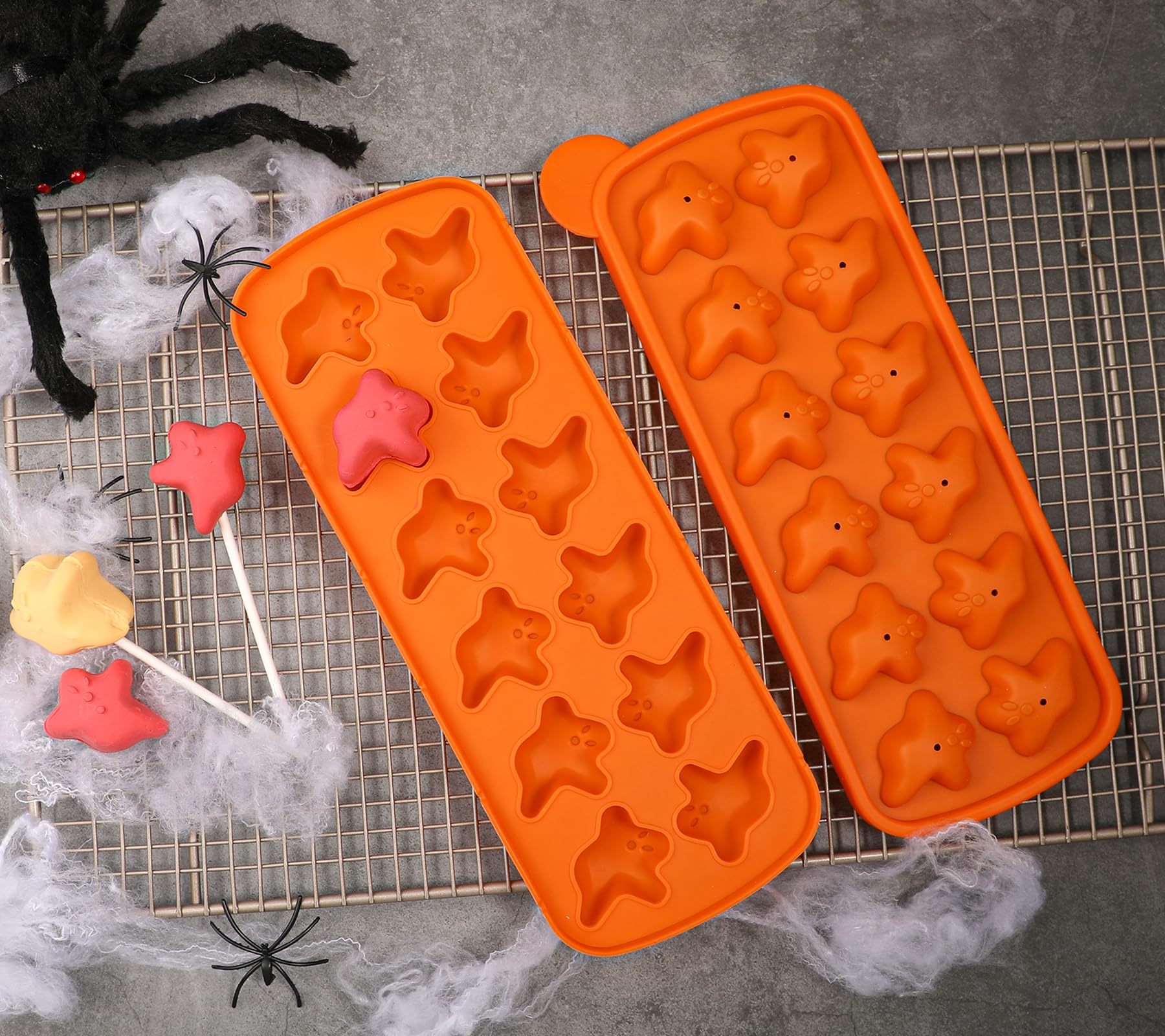 Webake Cake Pop Mold Shaped with Ghost for Halloween, 50 Pcs Sticks Halloween Cake Pop Maker Kit, Silicone Cake Pop Molds for Cake Decorations, Chocolate, Candy, Jello (Pack of 2) - Image 6