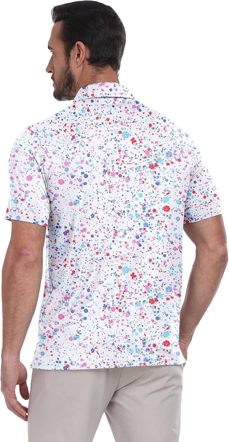 ZITY Select Mens Golf Polo Shirts 50+ UPF Short Sleeve Quick-Dry Performance Print Golf Shirt