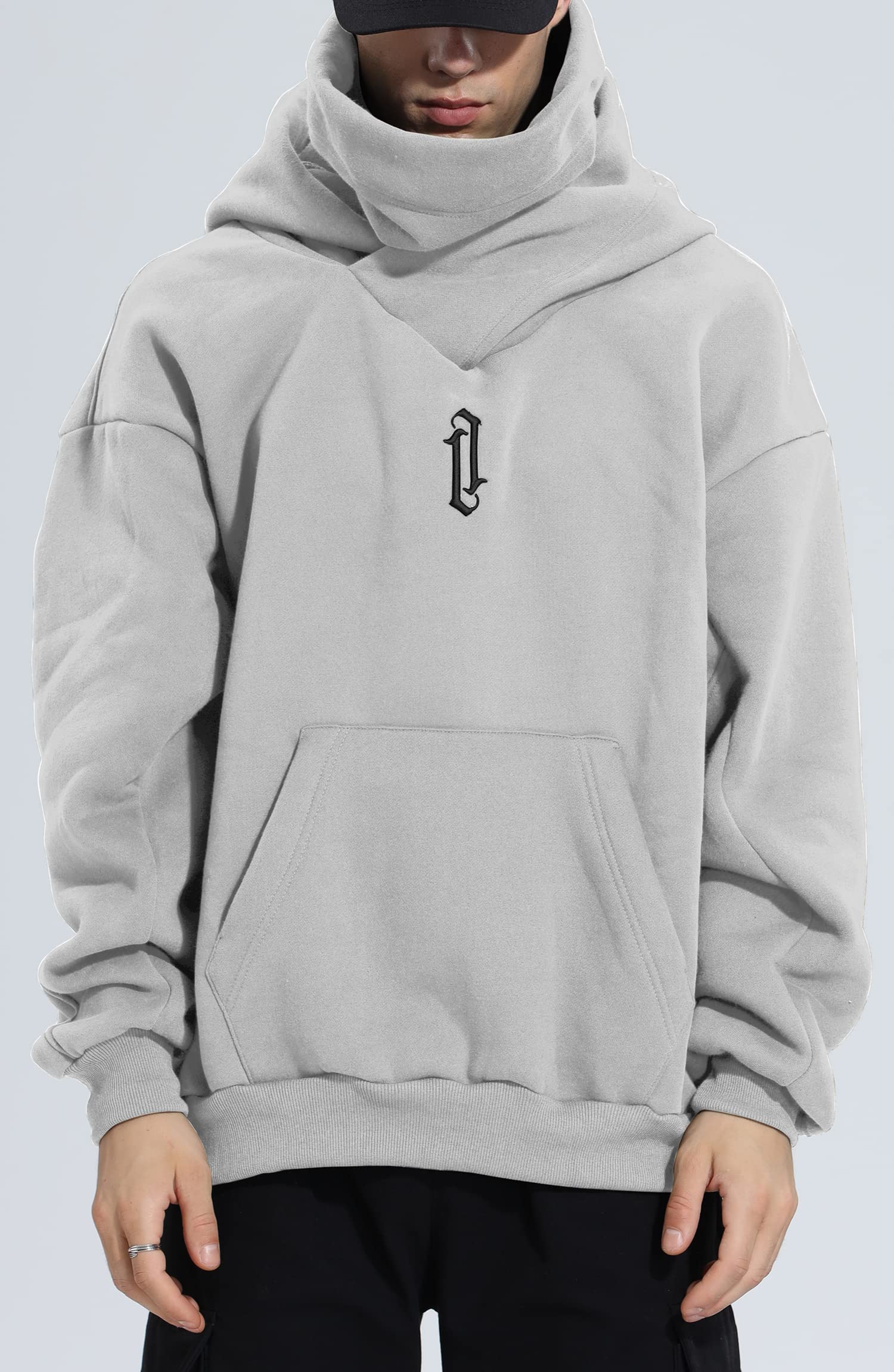 Eocicvvi Felpa Uomo con Cappuccio Collo Alto Pullover Hip Hop Stile Comoda Felpe Pile Hoodies Autunno Invernale Moda