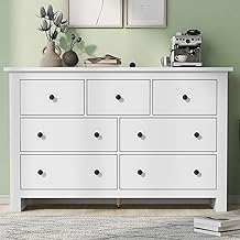 ModernLuxe Sideboard with 7 Spacious Drawers, Elegant Living Room Cabinets with Ample Storage Space, Robust and Stable Chest of Drawers, Versatile Hallway Storage Unit, Sleek and Stylish White Finish