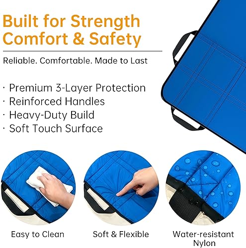 Vista 3 de Almohadilla de Cama de Posicionamiento Cómoda Mejorada de 3 Capas con Asas, Lavable, Impermeable, Tabla de Transferencia para Girar y Mover 1. Lago