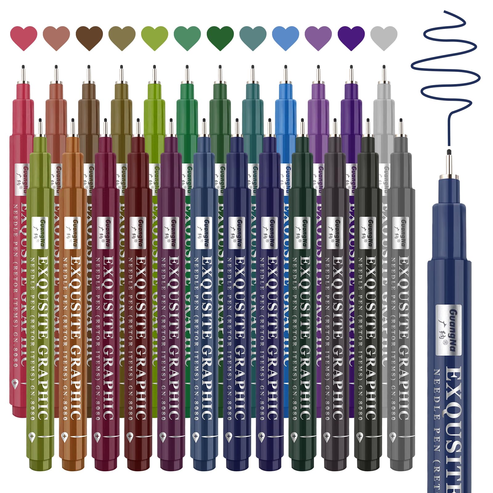 Funnasting Coloured Fineliner Pens, 24pcs Vintage Colours Micron Pens, 0.5mm Fine Liners Coloured for Journaling, Drawing, Sketching, Writing, Calligraphy, Noting Art Supplies