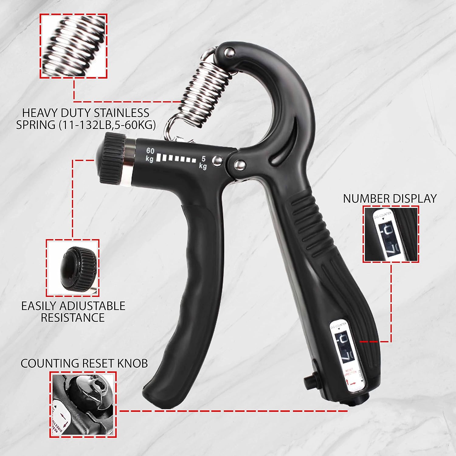 Hand Grip Strengthener Finger Handgrip Wrist Squeezer Exerciser Tool Trainer With Counter Arm Training Adjustable Forearm And Hand Strength For Muscle Workout Gripper Gym Essentials Black 4 812rObyJv2L. AC SL1500