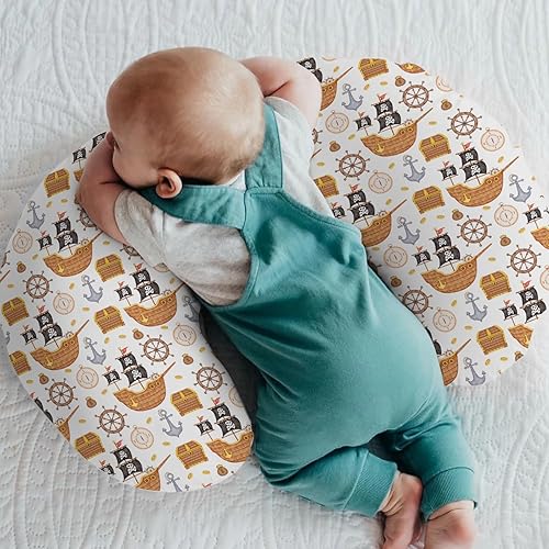 Miniatura 2 de Lindas fundas de almohada de lactancia con mapa del tesoro pirata para niños y niñas, piratas, timón, ancla brújula, almohada de lactancia para