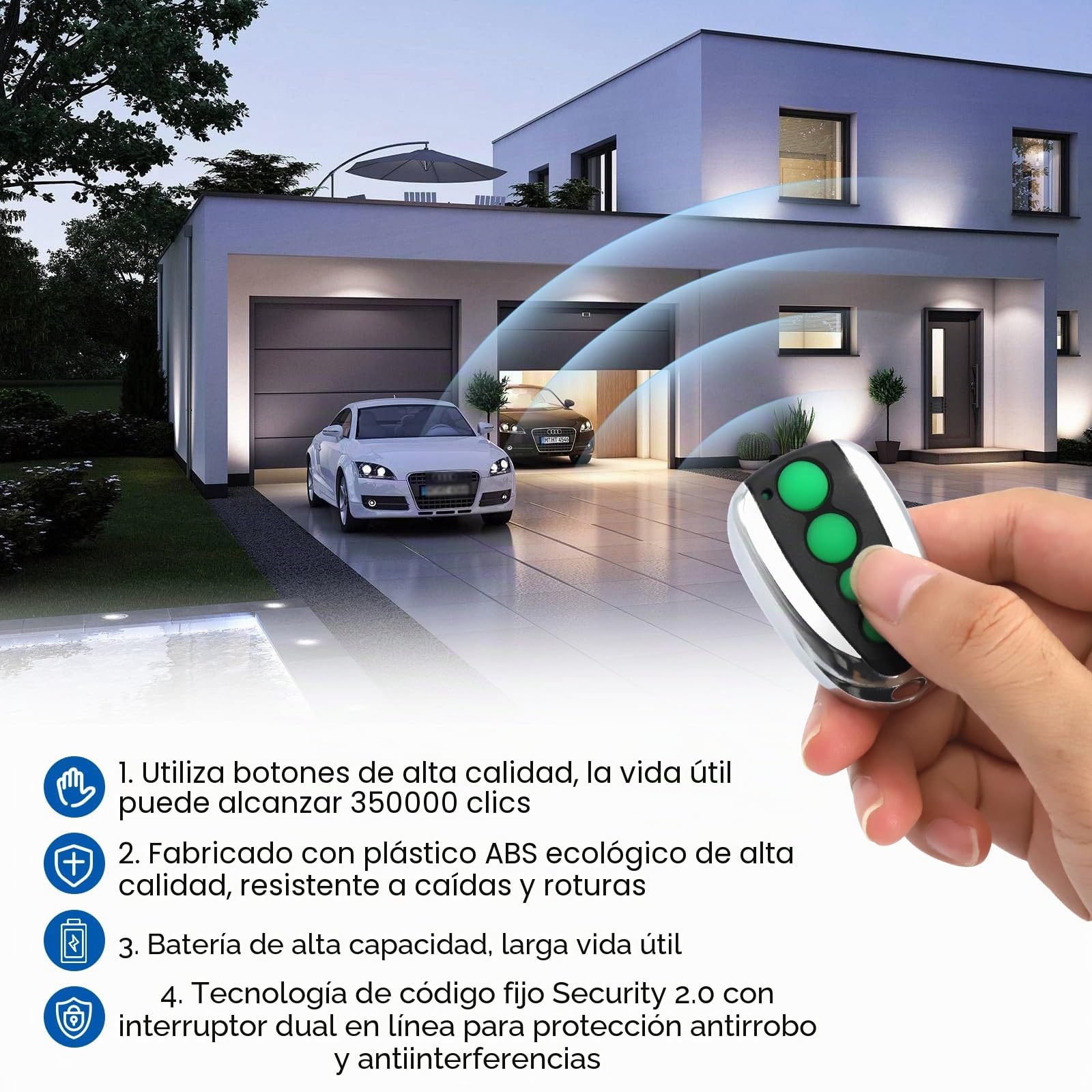 Mando a Distancia Compatible con All TOPENS M12,4 Canales Mando a Distancia de Garaje para automatismo Cancela corredera automatismo para Puerta de Garaje Mando inalambrico transmisores(3 Unidades)